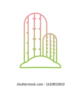 potted cactus succulent plant gradient icon vector illustration