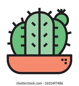 potted flat cactus icons abstract