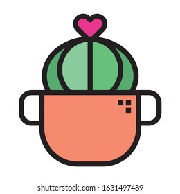 potted flat cactus icons abstract