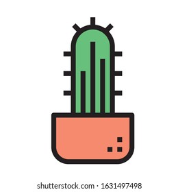 potted flat cactus icons abstract