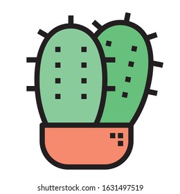 potted flat cactus icons abstract