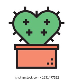 potted flat cactus icons abstract
