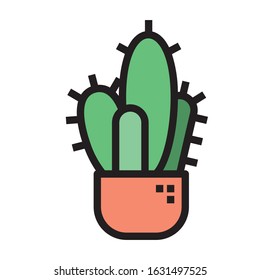 potted flat cactus icons abstract