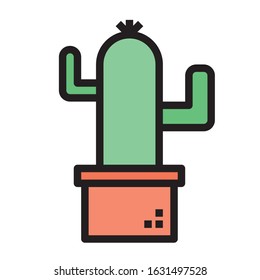 potted flat cactus icons abstract