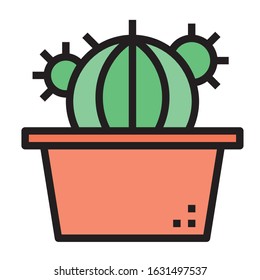 potted flat cactus icons abstract