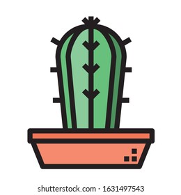 potted flat cactus icons abstract