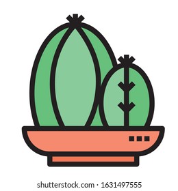 potted flat cactus icons abstract