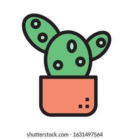 potted flat cactus icons abstract