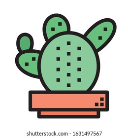 potted flat cactus icons abstract