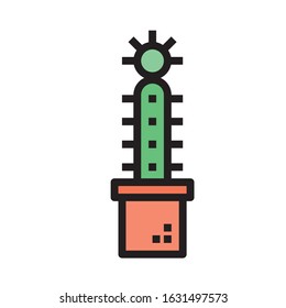 potted flat cactus icons abstract