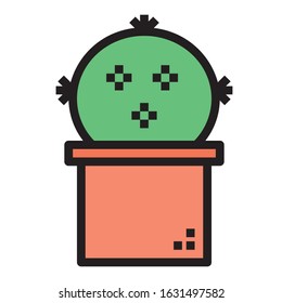 potted flat cactus icons abstract