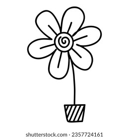 potted flower doodle icon isolated illustration