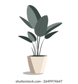 Potted flower in flat style. Minimal illustration of houseplant for home, garden or decor. Simple design