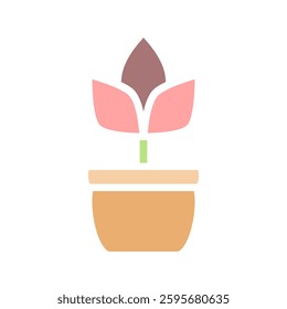 potted flower icon, simple flat style, illustration, logo sign symbol pictogram template, for ui or ux isolated on white for mobile app, editable