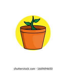 potted flower plants green vector illustration icon flat design