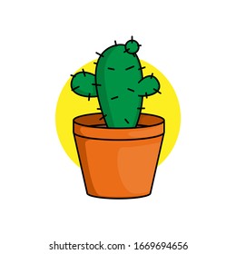 potted flower plants green vector illustration icon flat design