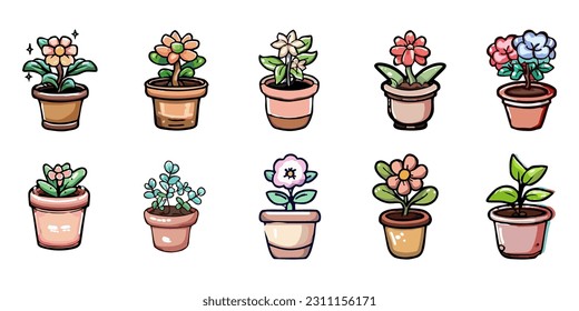Diseño gráfico de clipart de colección de conjuntos de vectores de flores postizas