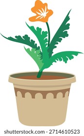 Topfblüte Hauspflanze Flach Vektorgrafik Einzeln Botanische Innenpflanze Design