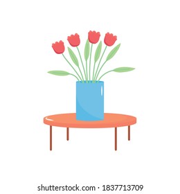 potted flowers decoration on table vector illustration