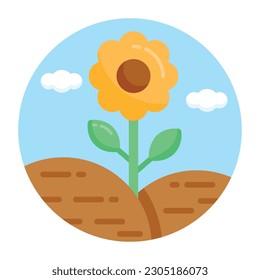 Flores postizas, icono plano redondeado en estilo editable 