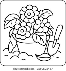 Potted Flowers with Garden Tools