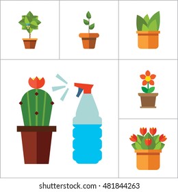 Potted Flowers Icon Set