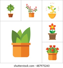 Potted Flowers Icon Set