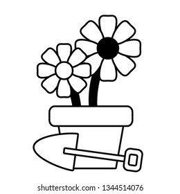 potted flowers shovel