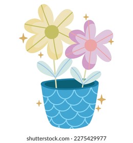 icono aislado de primavera de flores en maceta