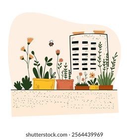 Potted Green Plant Illustration ideal for home and garden-themed concepts.