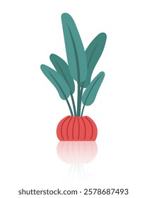 Potted houseplant isolated on white background. Concept of indoor greenery, home decor, nature, and botanical design. Vector hand drawn clipart.