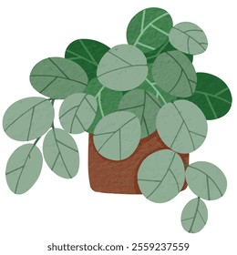 Potted Houseplant for Print and Decoration