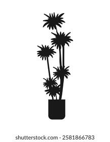 A potted houseplant. Vector illustration. Silhouette of a plant