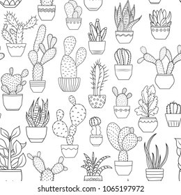 Set Isolated Black Sketch Cactus Succulent Stock Vector (Royalty Free ...