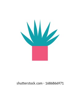 Potted houseplant,succulent flat vector illustration isolated on a white background.