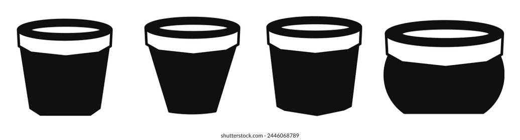 Potted icon vector black and white Illustration design for business. Stock vector.