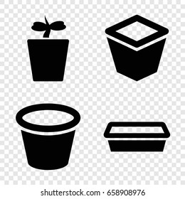 Potted icons set. set of 4 potted filled icons such as pot for plants