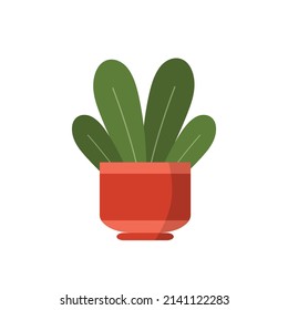 Potted Indoor tropical leaves, Flower Vase modern house plant decor printable wall art collection. flat vector illustration.