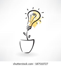 potted light bulb grunge icon