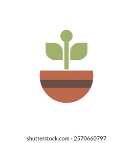 Potted ornamental plants icon flat design