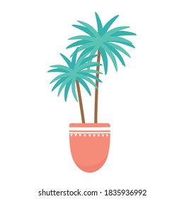 potted palms plant decoration isolated design white background vector illustration