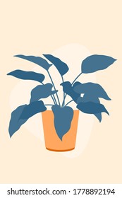 Potted Plant. Abstract summer vibes background for design room interior poster, wallpaper, wall decor, greeting card, party invitation, phone case, tote bag, shop sale advertising, family event flyer etc.