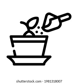 potted plant with compost line icon vector. potted plant with compost sign. isolated contour symbol black illustration svg