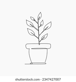 Potted Plant continuous line drawing. Illustration for nature park outdoor and indoor design element and concept