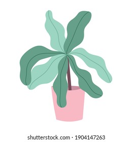 potted plant foliage cartoon flat isolated style vector illustration