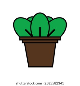 Potted Plant with Green Leaves Illustration