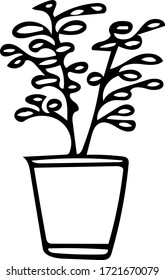 potted plant hand drawn in doodle style. element scandinavian monochrome minimalism simple vector element. flower, leaves, interior. design card, sticker poster, icon