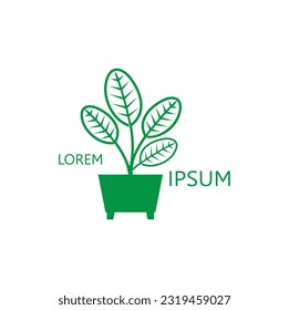 potted plant icon flat vector