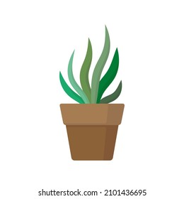 Potted plant icon. Flower pot. Planting. Colored silhouette. Front side view. Vector simple flat graphic illustration. The isolated object on a white background. Isolate.