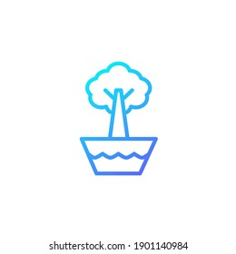 Icono de planta pulida en el estilo de color azul gradiente